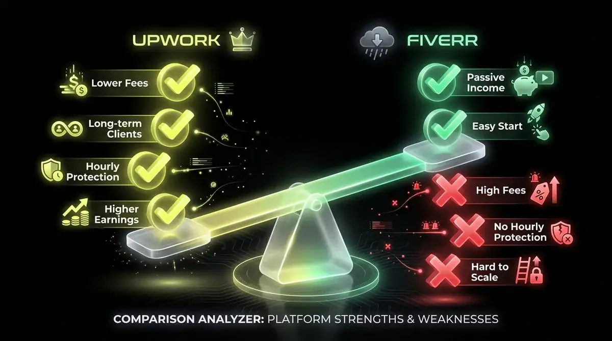 Upwork vs Fiverr pros and cons comparison